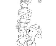 Coloriage Winnie ourson recoit beaucoup de cadeaux
