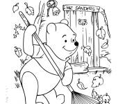 Coloriage Winnie pendant l'automne