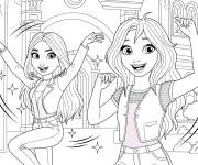 Coloriage Bloom et Flora en dansant joyeusement