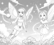 Coloriage Les F&eacute;es en Plein Vol