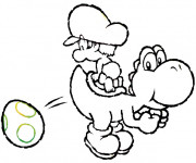 Coloriage Bébé Mario, Yoshi et oeuf
