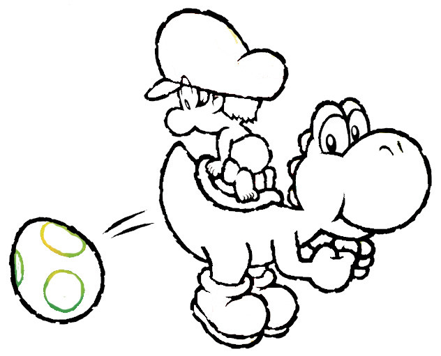 Coloriage et dessins gratuits Bébé Mario, Yoshi et oeuf à imprimer