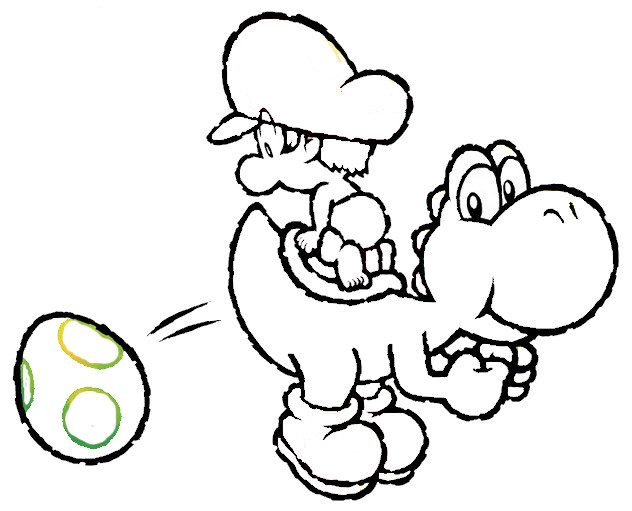 Coloriage Bébé Mario Yoshi Et Oeuf