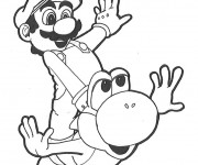 Coloriage et dessins gratuit Mario Bros Yoshi à imprimer