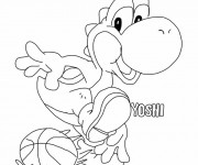 Coloriage Yoshi et ballon de basket