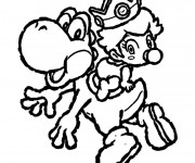 Coloriage Yoshi et bébé