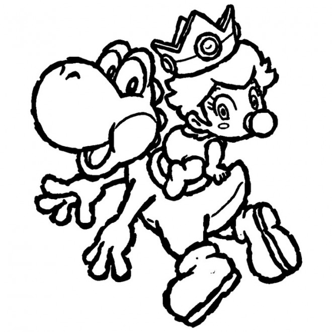 Coloriage Yoshi Et Bebe Dessin Gratuit A Imprimer