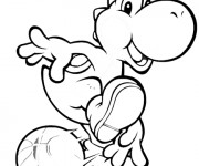 Coloriage Yoshi et boule de feu