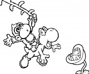 Coloriage Yoshi et le singe facile