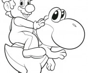 Coloriage et dessins gratuit Yoshi et Mario à imprimer