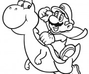 Coloriage Yoshi et Mario sur petit carreau