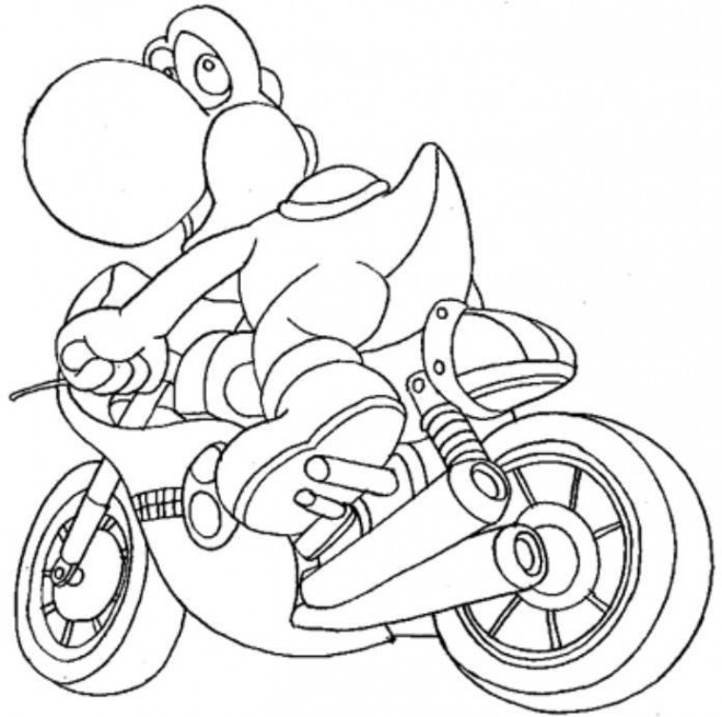Coloriage et dessins gratuits Yoshi et moto à imprimer