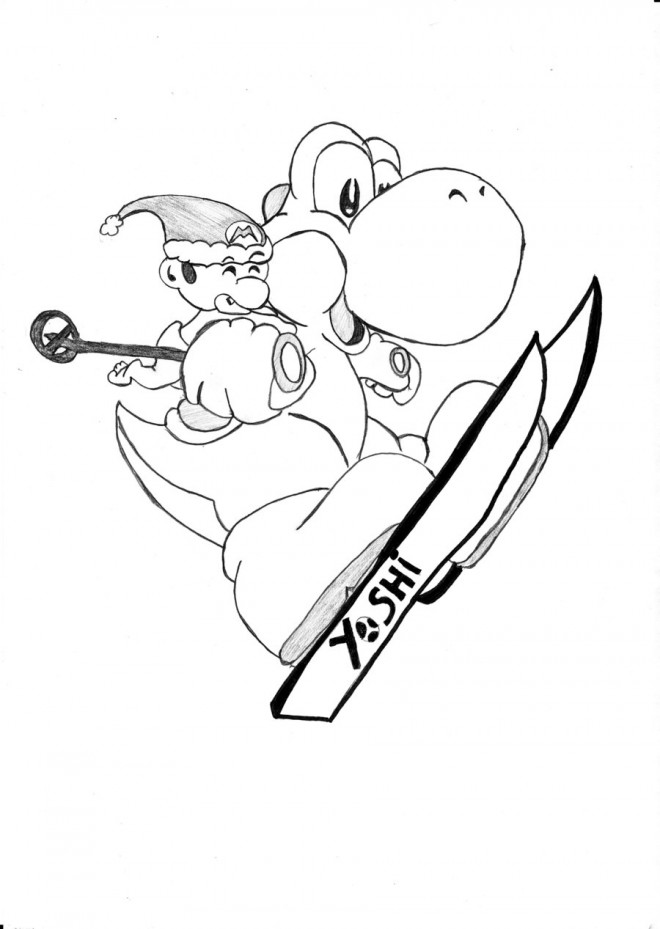 Coloriage et dessins gratuits Yoshi fait du ski image à imprimer