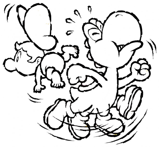 Coloriage et dessins gratuits Yoshi jette bébé Mario à imprimer