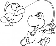 Coloriage Yoshi pêche