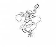 Coloriage Yoshi tortue et Mario Bro