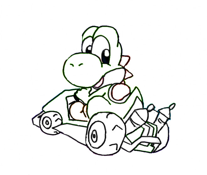 Coloriage Yoshi Voiture Dessin Gratuit à Imprimer