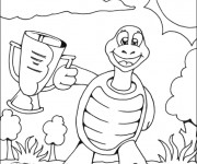 Coloriage et dessins gratuit La tortue et le trophé à imprimer