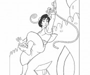 Coloriage et dessins gratuit Aladdin en fuite à imprimer