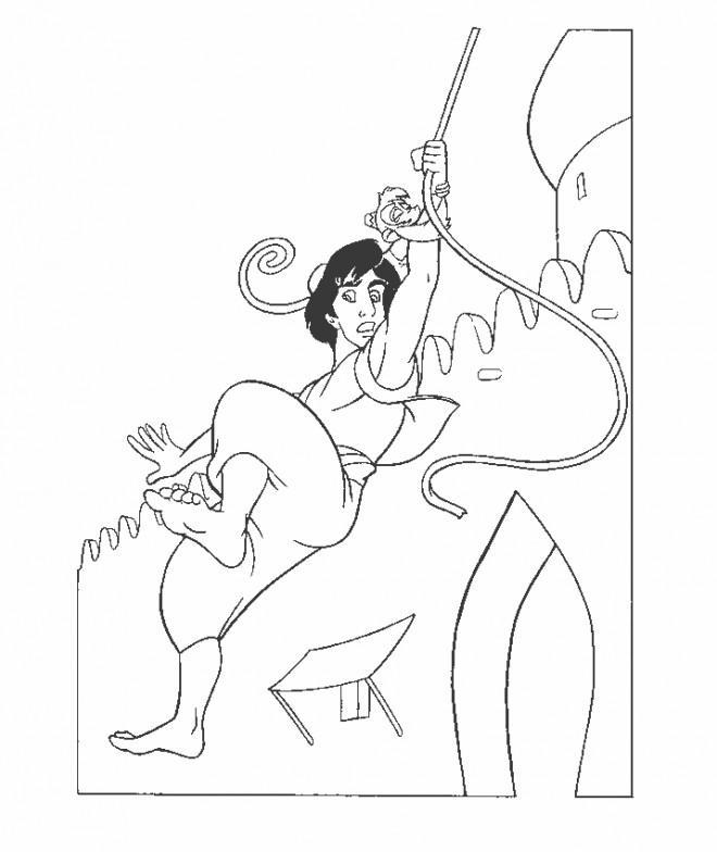 Coloriage et dessins gratuits Aladdin en fuite à imprimer