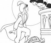 Coloriage et dessins gratuit Aladdin et Jasmine amoureux à imprimer