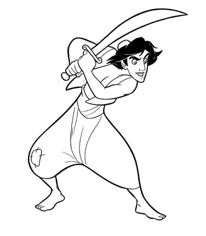 Coloriage et dessins gratuits Aladdin et son épée à imprimer
