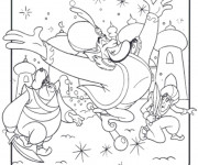 Coloriage Aladdin, le génie et le Sultan