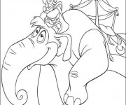Coloriage Aladdin sur son éléphant