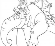 Coloriage Aladdin sur son &eacute;l&eacute;phant