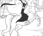 Coloriage Jafar fuit Aladdin sur son cheval