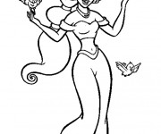 Coloriage Jasmine et les oiseaux