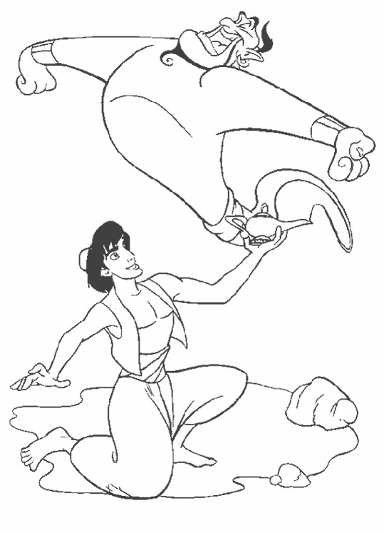 Coloriage et dessins gratuits Prince Aladdin fait un voeu à imprimer