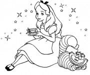 Coloriage et dessins gratuit Alice au pays des merveilles  et le Chafouin à imprimer
