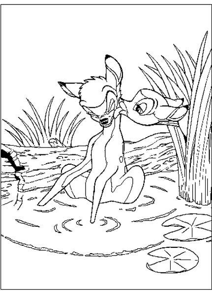 Coloriage et dessins gratuits Bambi en rivière à imprimer