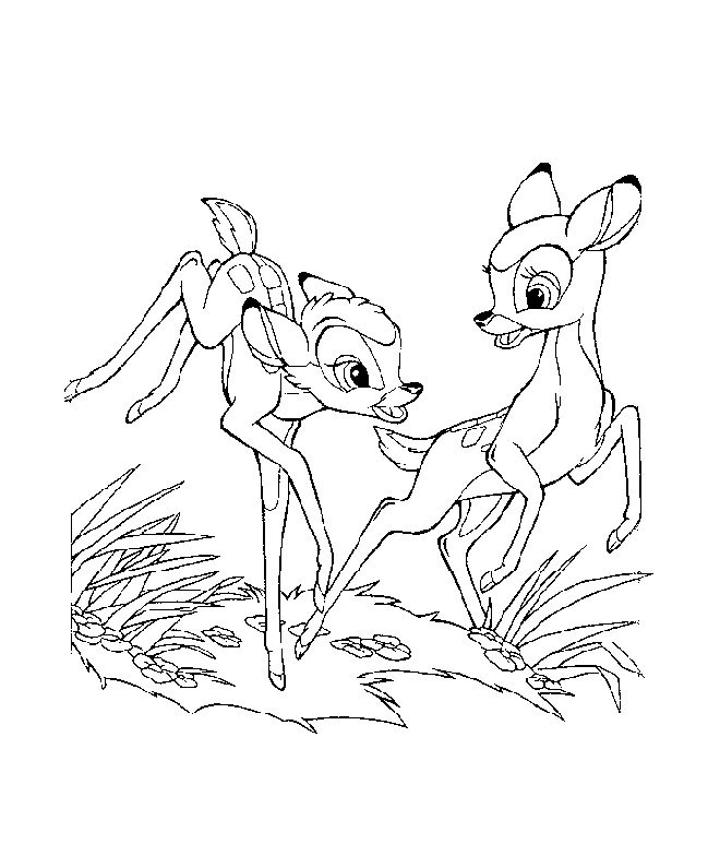 Coloriage et dessins gratuits Bambi et Féline courent à imprimer