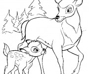 Coloriage Bambi et le grand prince marchent ensemble