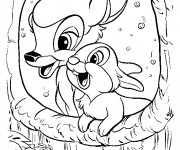 Coloriage Bambi et Panpan d&eacute;couvrent un trou d'arbre