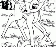 Coloriage Bambi, Fleur et Panpan