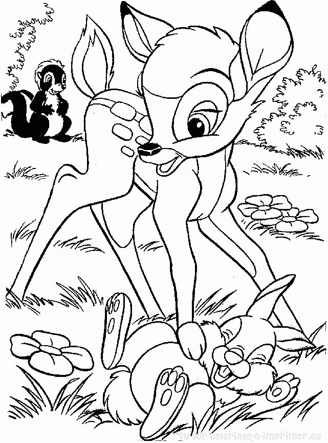 Coloriage et dessins gratuits Bambi, Fleur et Panpan à imprimer