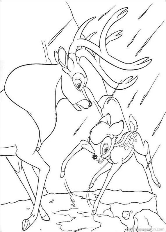 Coloriage et dessins gratuits Bambi risque de tomber à imprimer