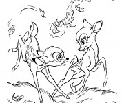 Coloriage Les faons jouent ensemble: Bambi