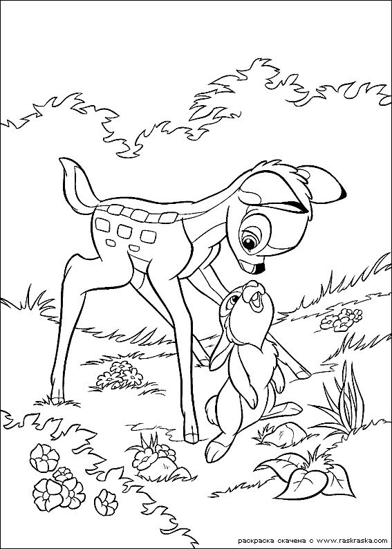 Coloriage et dessins gratuits Lesmeilleurs amis Bambi et Panpan à imprimer