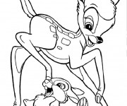 Coloriage et dessins gratuit Petit Bambi et Panpan à imprimer