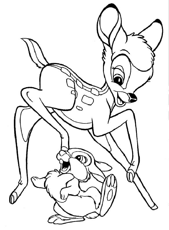 Coloriage Petit Bambi et Panpan dessin gratuit à imprimer