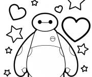 Coloriage Baymax &agrave; motif en coeurs et &eacute;toiles