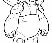 Coloriage Baymax avec des ailes pour les petits enfants