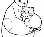 Coloriage Baymax avec le chat