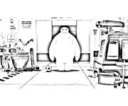 Coloriage Baymax dans le laboratoire de Hiro