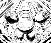 Coloriage Baymax en mode de destruction