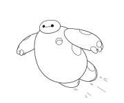 Coloriage et dessins gratuit Baymax en volant vers la destination à imprimer